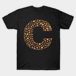 Letter C Initial Christmas Decorations Gingerbread T-Shirt